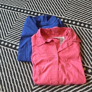 Women’s Pink and Blue Buttondown Shirts